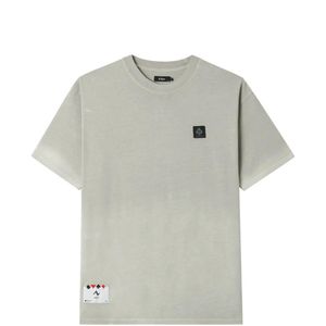 Izzue Grey Spade-Print Logo-Patch T-Shirt for men