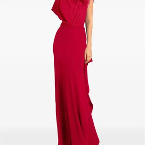 Gemy Maalouf Asymmetrical Feathered Crepe Dress