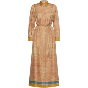 Pierre Louis Mascia Natural Robe-Chemise En Soie À Motif Cachemire