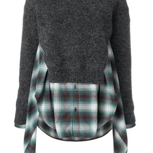 DSquared² セーター&チェックシャツ レイヤーワンピース グレー
