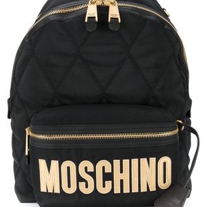 Moschino キルティング ロゴ バックパック ブラック