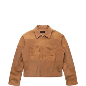 Les Tien Brown Patchwork Zip Jacket for men