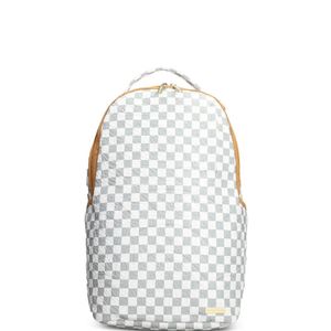 Sprayground White Check-Pattern Embossed Backpack for men