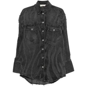 Blumarine Black Distressed Denim Shirt