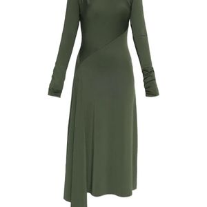 Victoria Beckham Green Long-Sleeve Midi Dress