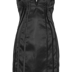 ROTATE BIRGER CHRISTENSEN Black Satin Mini Dress With Sweetheart Neckline