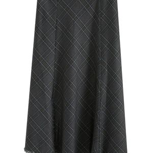 B+ AB Black Checked Frayed-Hem Asymmetric Skirt