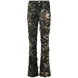 Roberto Cavalli Black Animal-Print Jeans