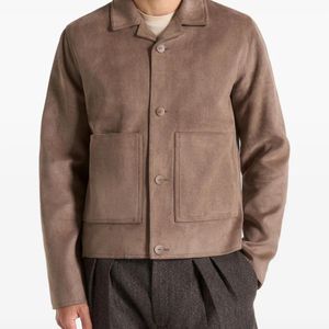 Manière De Voir Brown Michel Suede-Effect Revere-Collar Taupe Jacket for men