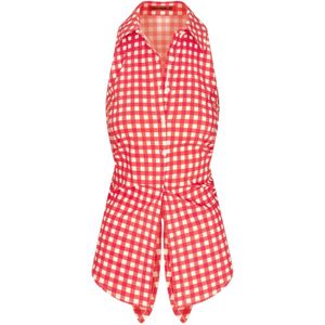 Simon Miller Red Loch Gingham-Check Sleeveless Top