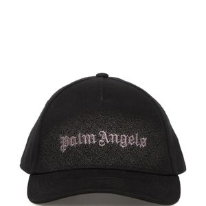 Palm Angels Black Spray Logo-Embroidered Baseball Cap