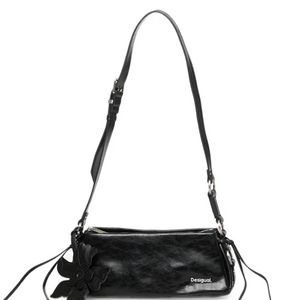Desigual Black Small Floral-Charm Tote Bag