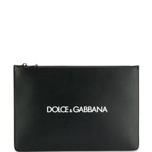 Calfskin Document Holder With Printed Logo Dolce & Gabbana pour homme en coloris Noir
