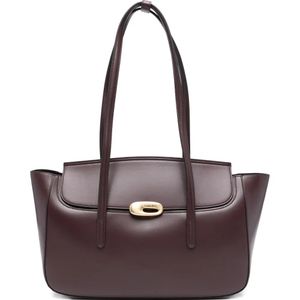 Calvin Klein Brown Flap-Top Logo-Detail Tote Bag