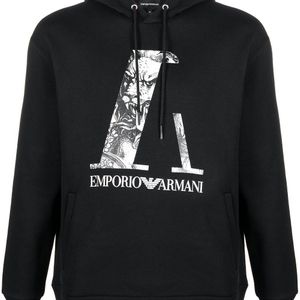 メンズ Emporio Armani ドローストリング パーカー ブラック