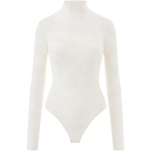 Elisabetta Franchi White Mesh-Panel Bodysuit
