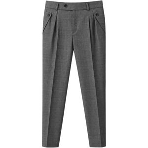 John Richmond Grey Prince Of Wales Check Pleated Trousers for men