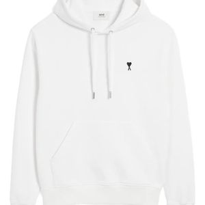 AMI White Contrasted "Ami De Coeur" Hoodie for men
