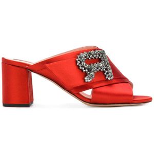 Rochas Red Jewelled Brooch Mules