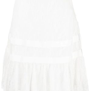 Shiatzy Chen White Lace Knee-Length Skirt