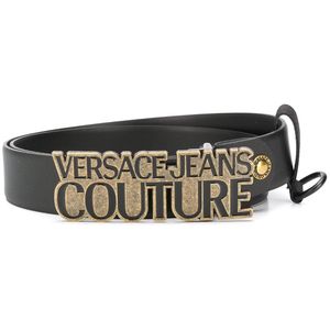 メンズ Versace Jeans ロゴバックル ベルト ブラック
