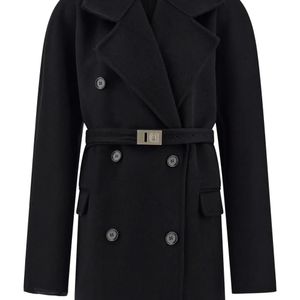 Ferragamo Black Double-Breasted Coat
