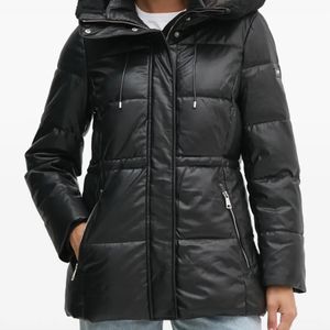 DKNY Black Hooded Padded Jacket