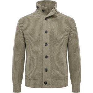 Paolo Pecora Green Ribbed-Knit High-Neck Cardigan for men
