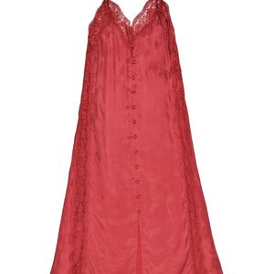 Bimba Y Lola Red Lace Button Midi Dress