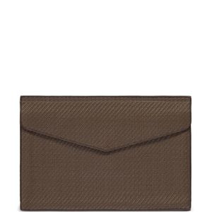 Zegna Brown Pelle Tessuta Clutch Bag for men