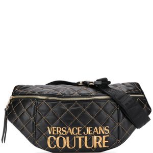 Versace Jeans キルティング ベルトバッグ ブラック
