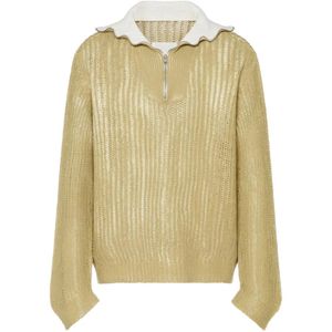 Maison Margiela Metallic Zip-Neck Open-Knit Sweater for men