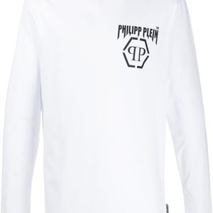 メンズ Philipp Plein ロゴ ロングtシャツ ホワイト