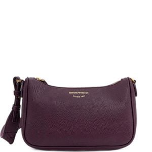 Emporio Armani Purple Pebbled Shoulder Bag With A Zip Closure And Adjustable Strap