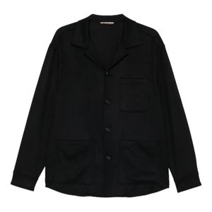Canali Black Patch-Pocket Button-Down Jacket for men