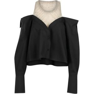 GIUSEPPE DI MORABITO Black Off-Shoulder Shirt