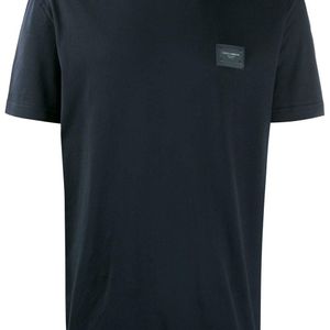 T-shirt in cotone con placca-logo di Dolce & Gabbana in Blu da Uomo
