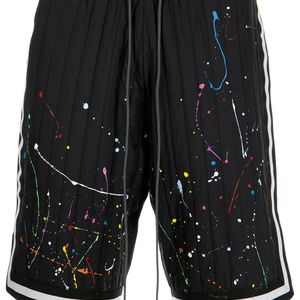 Mostly Heard Rarely Seen Black Quilted Paint-Splatter Shorts for men