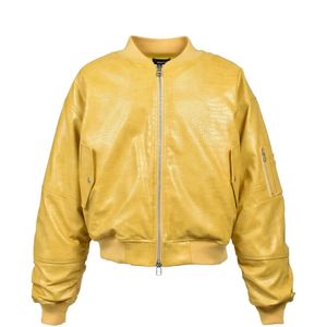 BREATH Yellow Zip-Up Croc-Effect Bomber Jacket for men