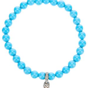 Loree Rodkin Blue Turqoise Beaded Diamond Skull Charm Bracelet
