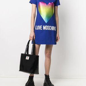 Love Moschino ハートプリント シャツドレス ブルー