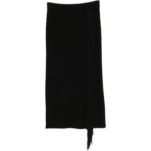 Emporio Armani Black Fringed Midi Skirt