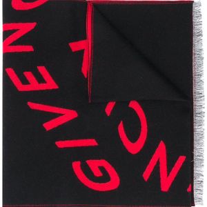 メンズ Givenchy ロゴ フレイド スカーフ ブラック