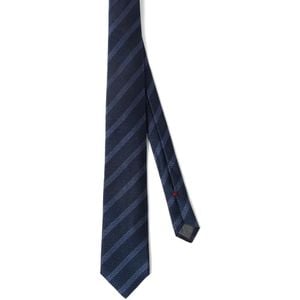 Brunello Cucinelli Blue Striped Silk Neck Tie for men