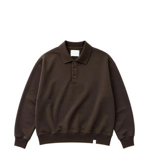 Woc Brown Button-Fastening Long-Sleeve Polo Shirt for men
