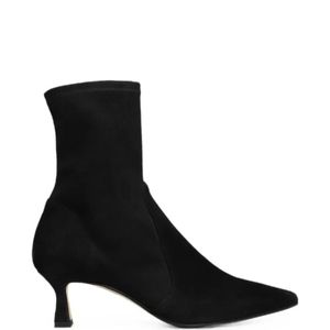 The Seller Black Pointed-Toe Kitten-Heel Ankle Boots