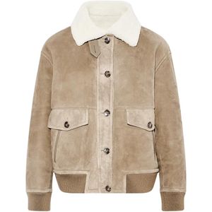 Yves Salomon Natural Lamb Shearling Bomber Jacket