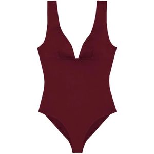 Mc2 Saint Barth Red Calliope Plunge Swimsuit