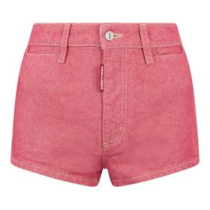 DSquared² Pink Oxford Denim High Waist Hot Pants Shorts