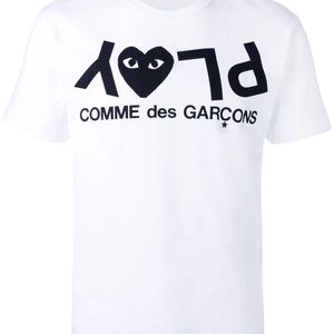 メンズ COMME DES GARÇONS PLAY Play ロゴプリントtシャツ ホワイト